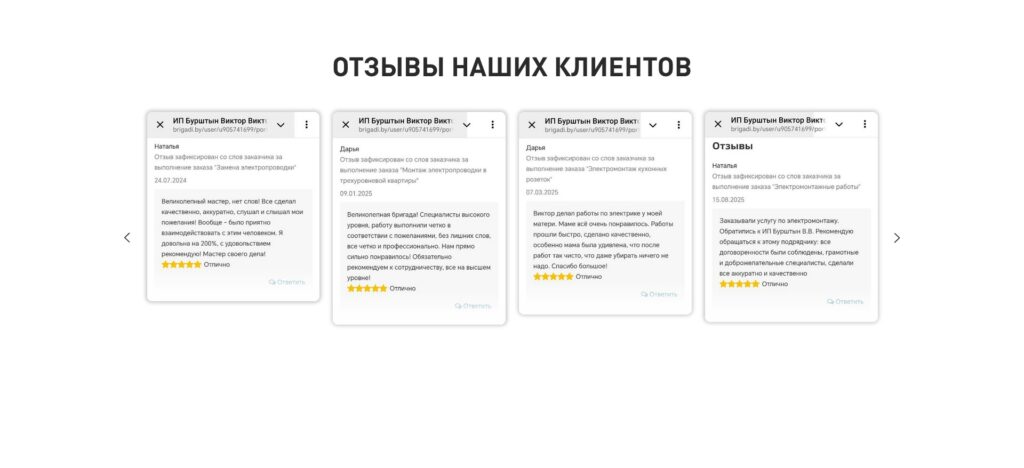 Разработка сайта организации по электромонтажу | Disite.by